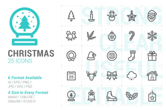 Christmas Strong Line Icon Graphics