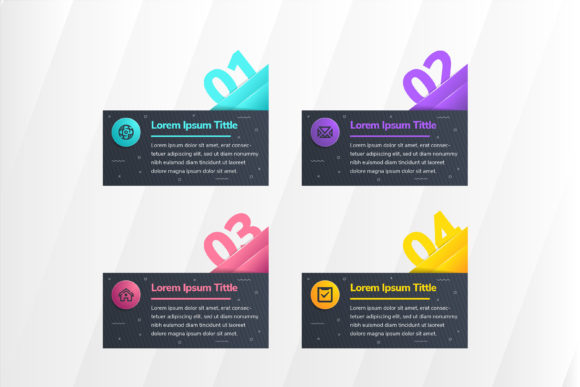 Four Step Rectangle Infographic Black Graphics