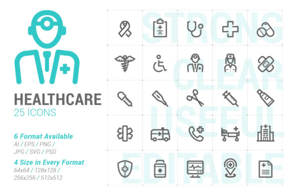 Healthcare Strong Line Icon Graphics and Icons