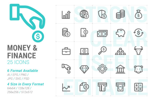 Money Finance Strong Line Icon Graphics and Icons