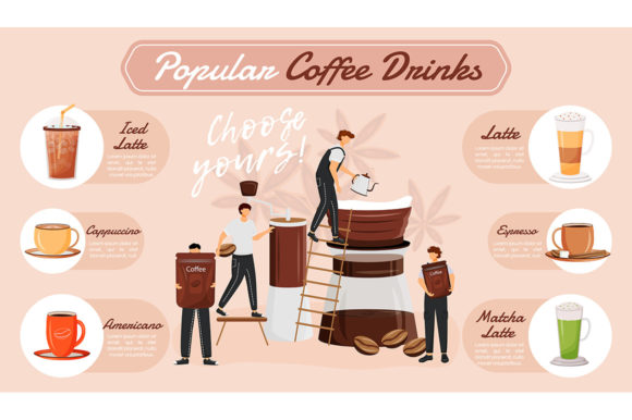 Popular Coffee Drinks Flat Color Vector
