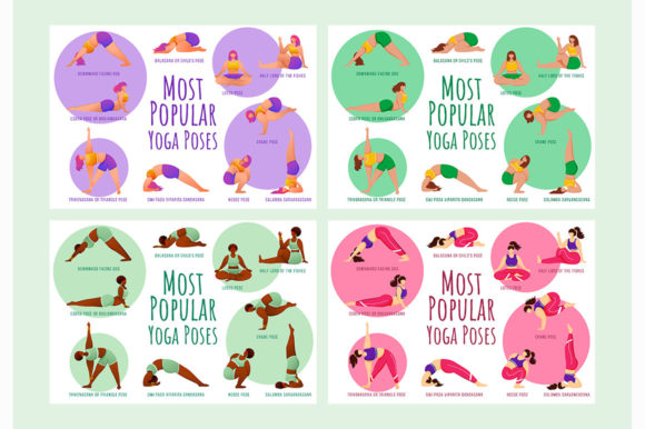Popular Yoga Poses Vector Infographic