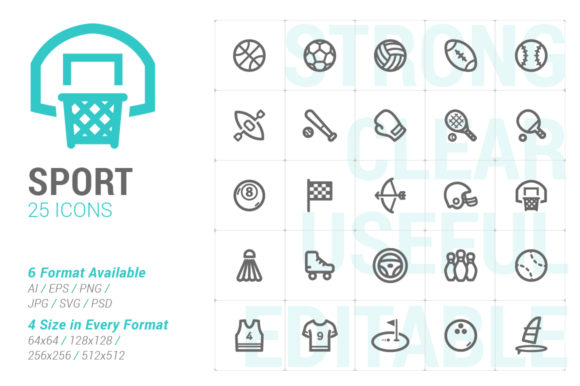 Sport Strong Line Icon Graphics and Icons